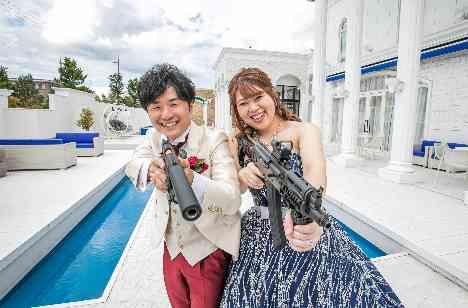 オリジナルウェディング×機関銃×サバゲーの演出画像