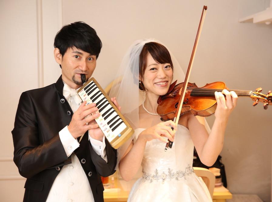 音楽をテーマにしたお二人らしい結婚式の挙式実例画像