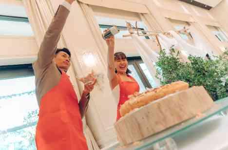 全天候型で安心 ゲスト全員でガーデンウェディングの演出画像
