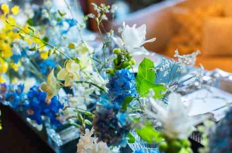 Blue&Yellow “美酒”で祝福する幸せの日の披露宴画像