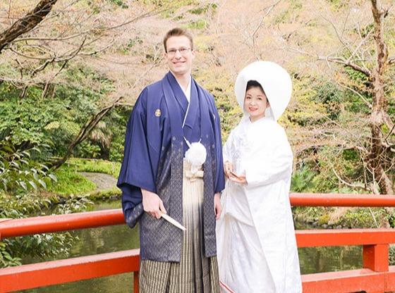 アメリカと日本を繋ぐ和婚ウエディングの挙式実例画像