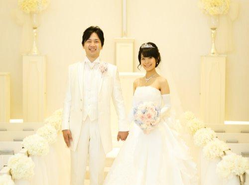 ピンク＆ブルーの挙式実例画像