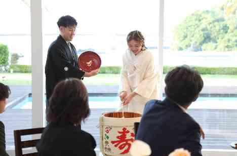 ゲストとワイワイ盛り上がり楽しむ結婚式の披露宴画像
