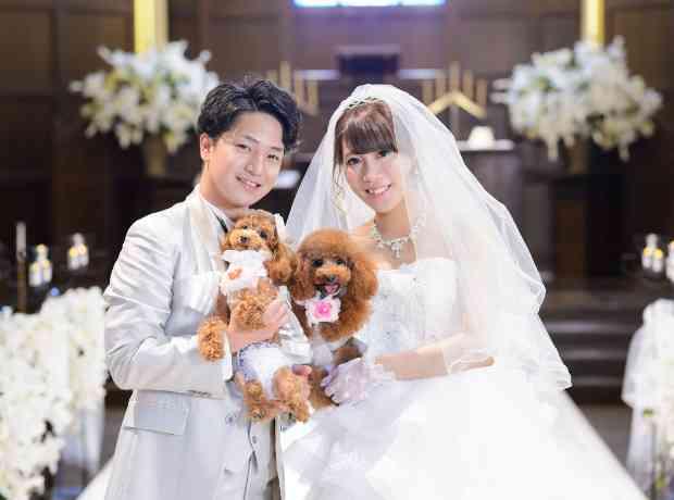 大切な愛犬と一緒のアットホームパーティの挙式実例画像