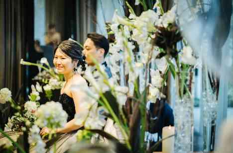 白×黒×キャンドルを散りばめた大人Weddingの披露宴画像