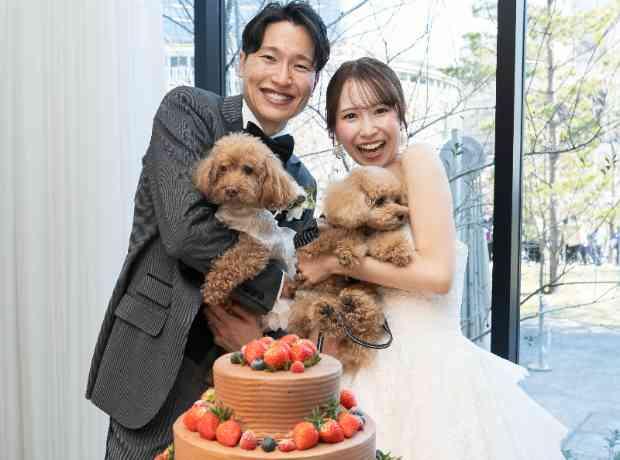 挙式も披露宴もずっと一緒！愛犬と過ごすウエディングの挙式実例画像