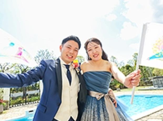テーマフラッグで一体感！オリジナリティ溢れる1日の挙式実例画像