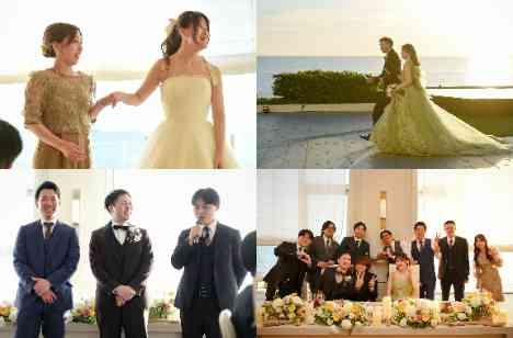 海と夕日に包まれたロケーションWeddingの演出画像