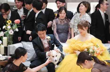 愛犬と新しい家族の形で楽しむウェディングの演出画像