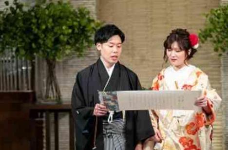 和装人前式でおふたりらしいオリジナルの結婚式を！の挙式画像